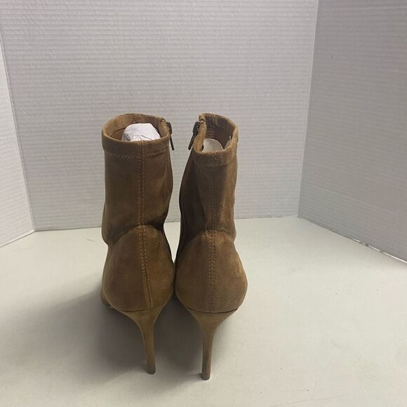 JUST FAB Khloy Stretch Stiletto Booties Tan Slip On Size 9.5 New With Box - Picture 6 of 12